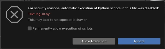Python script execution disabled warning