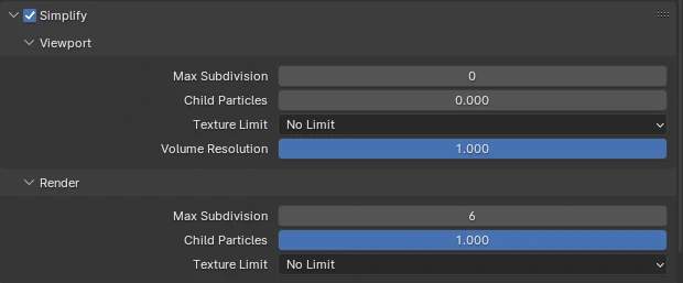 Simplify and Performance settings in Blender