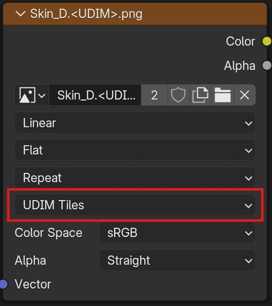 UDIM Textures setting in Blender