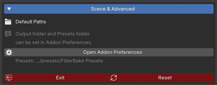 Scene and Advanced section screenshot