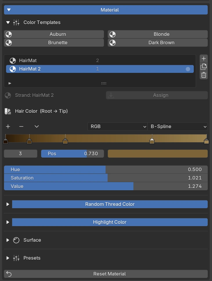 Material section screenshot