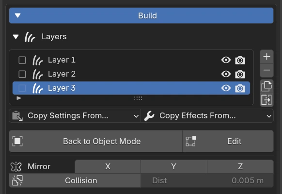 Card Layers list with per-layer join checkboxes and add, remove, duplicate, join, Sculpt Layer and Edit Layer controls
