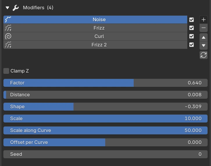 Effect modifier stack screenshot