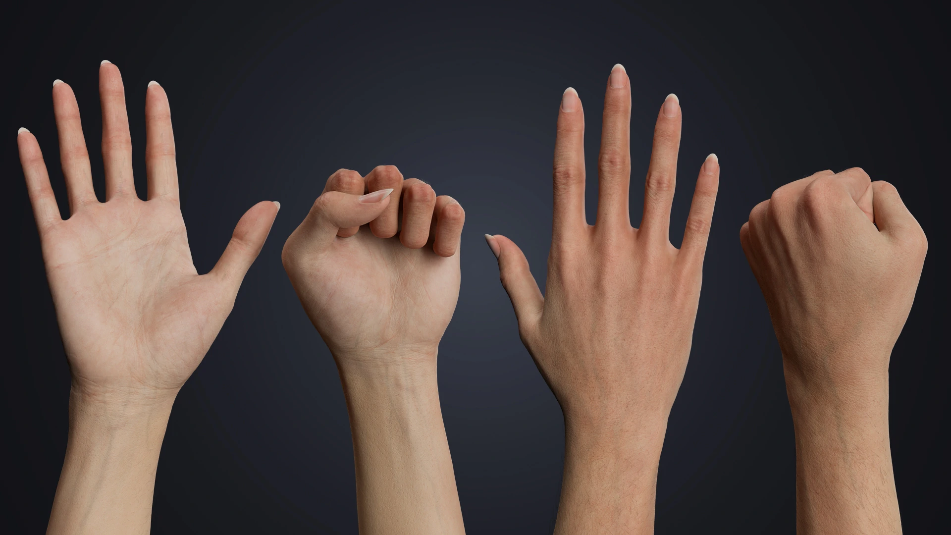 OMNIA Female Arms palm and fist poses – female hand rig IK FK Blender