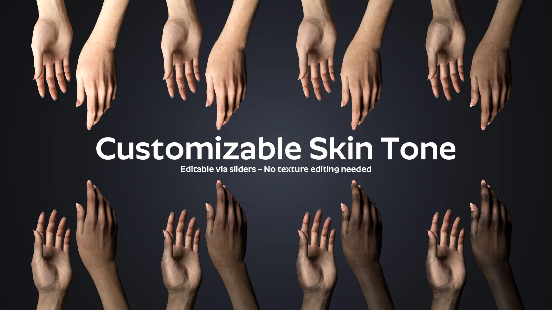 OMNIA Female Arms skin tone customization – multiple skin colors Blender