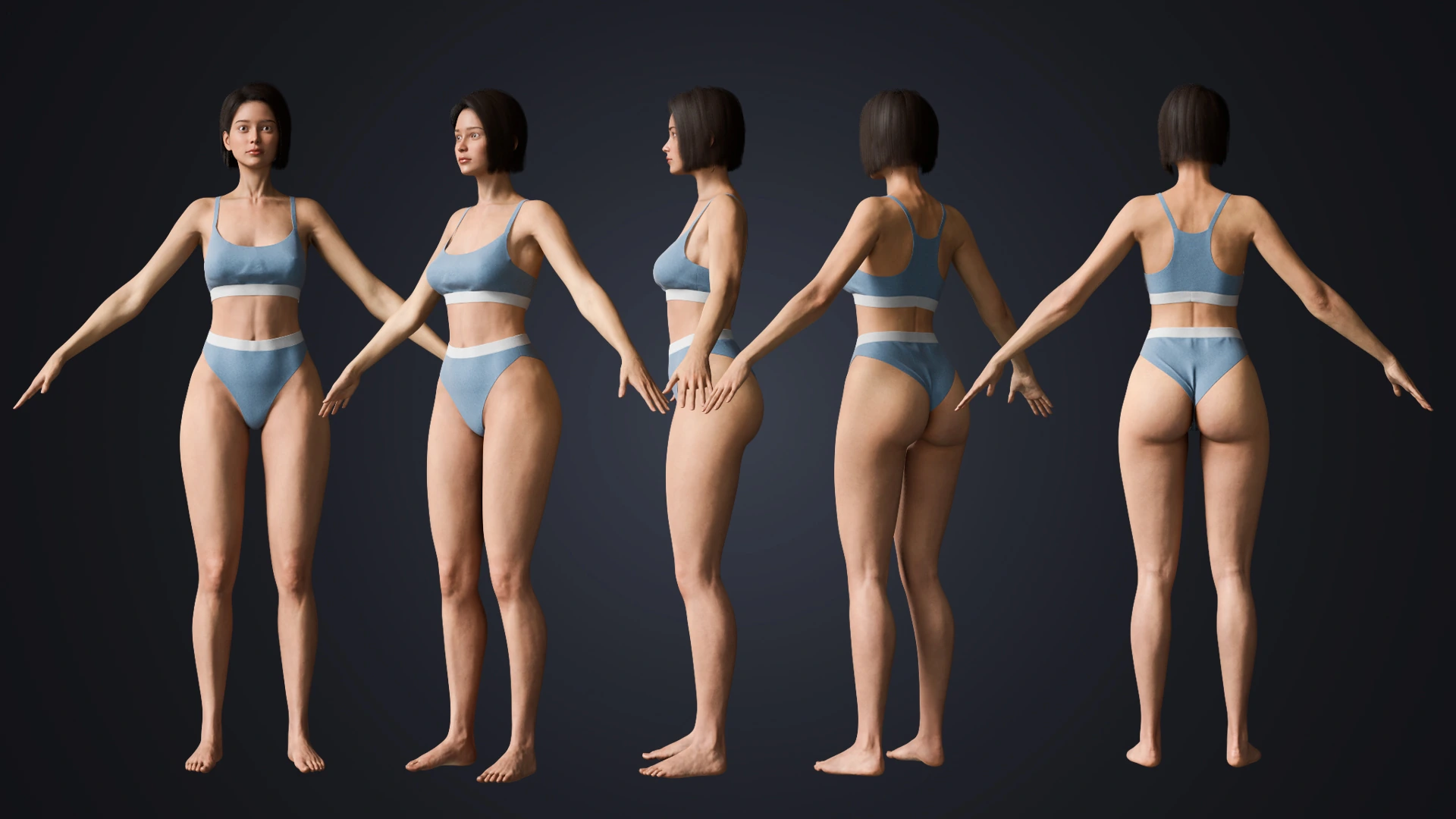 Natalia Real-Time Edition A-pose – game-ready female character rig Blender