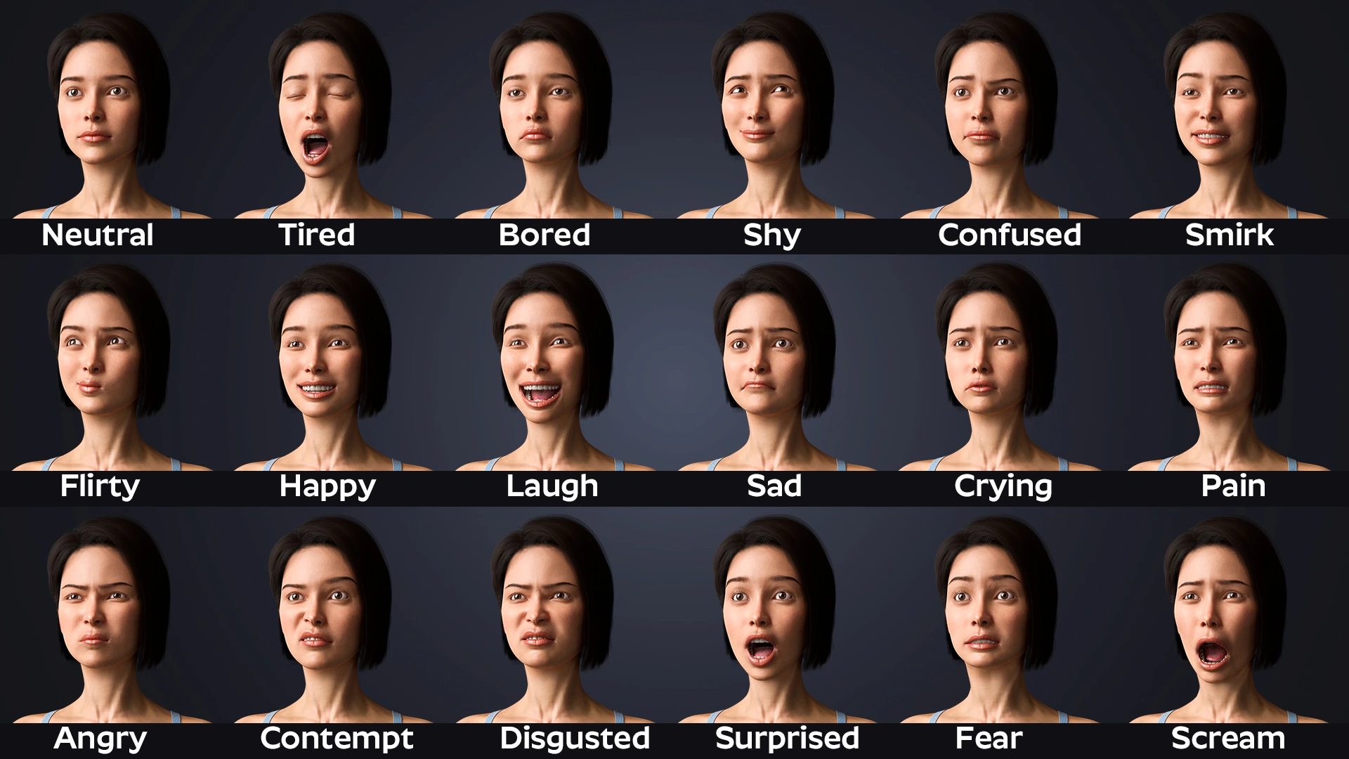 Natalia RT facial expressions – real-time shape key face rig