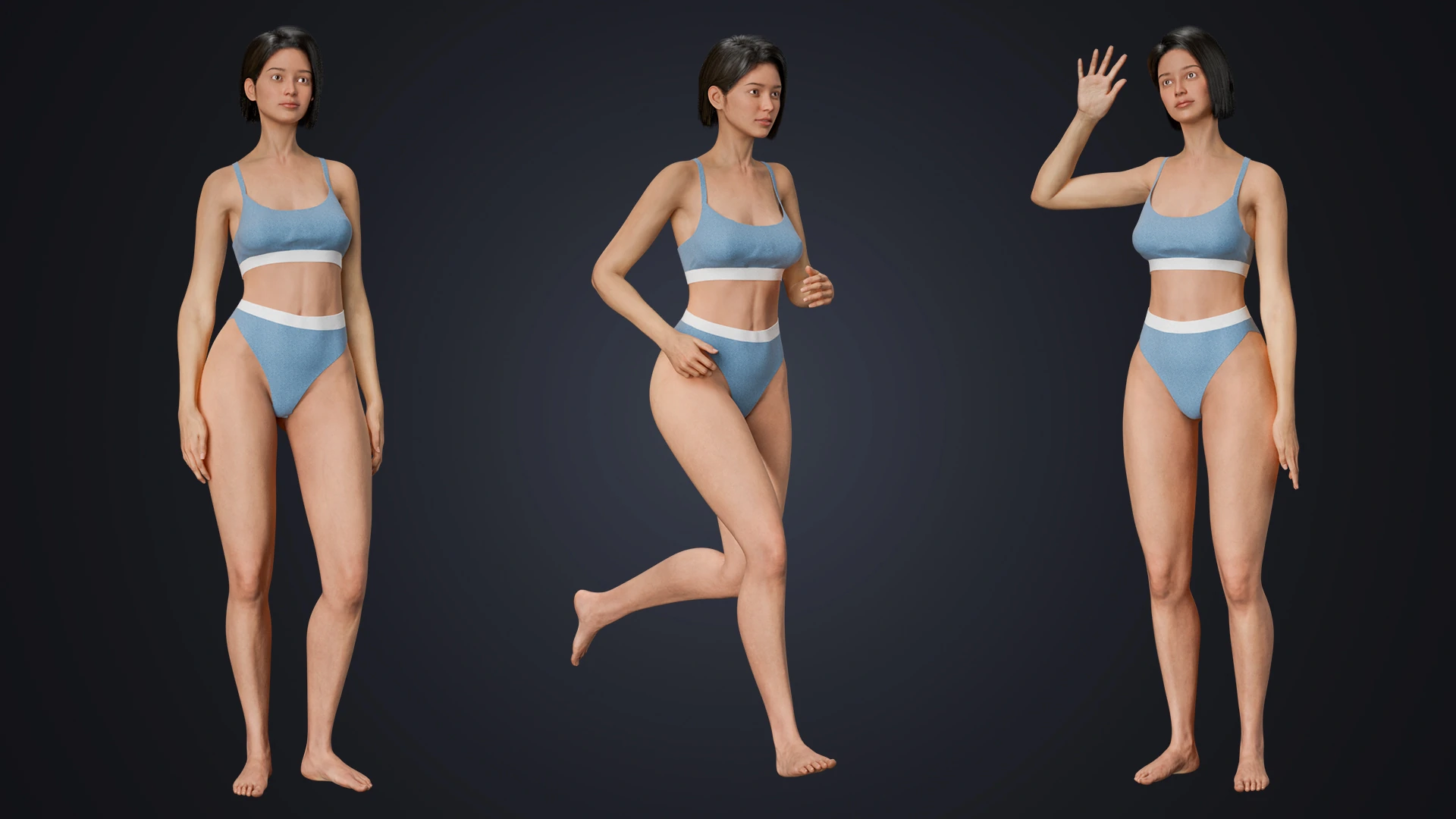 Natalia RT action pose – game-ready female character 3D model
