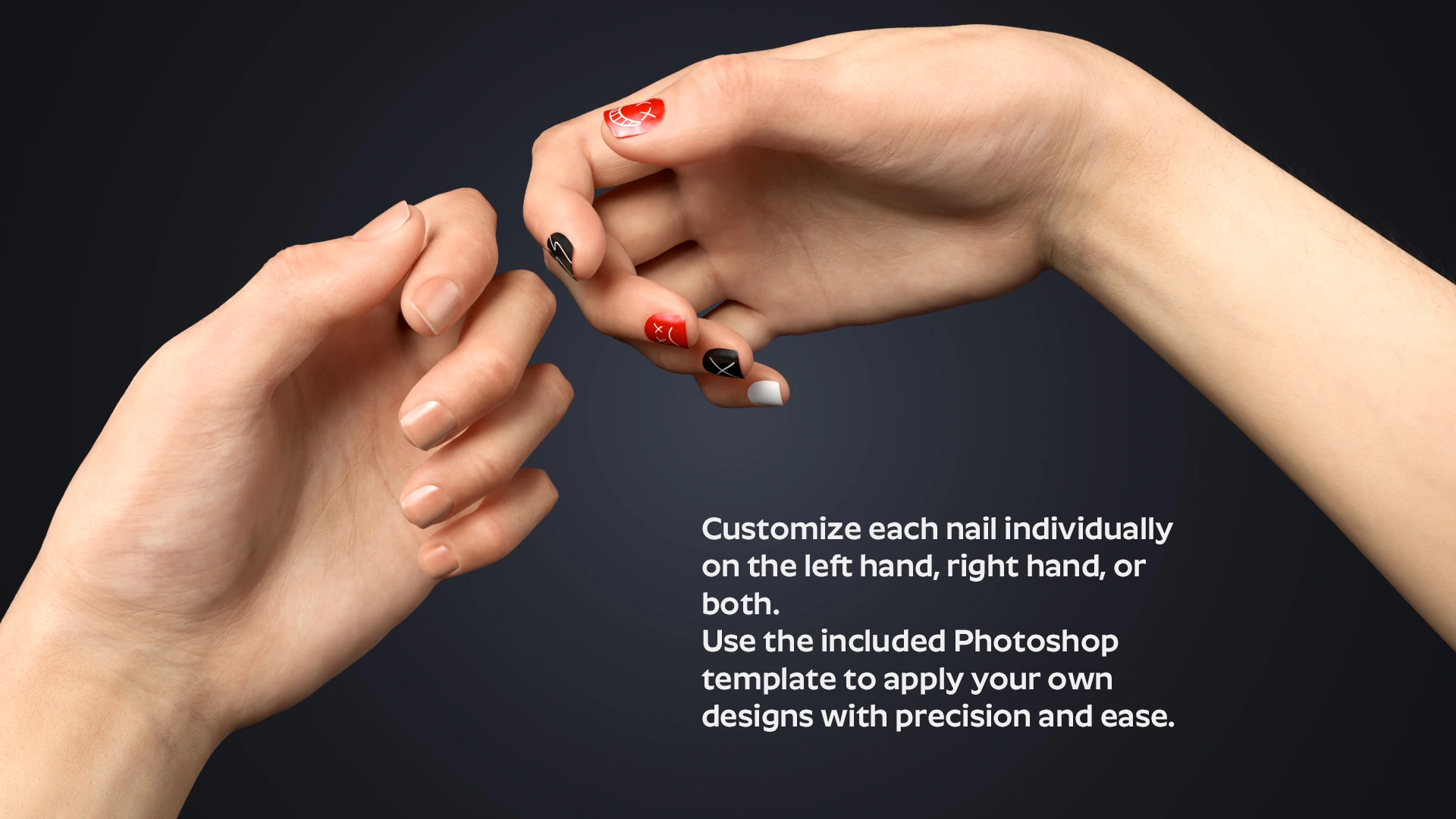 OMNIA Neutral Arms nail customization – interchangeable nail textures Blender