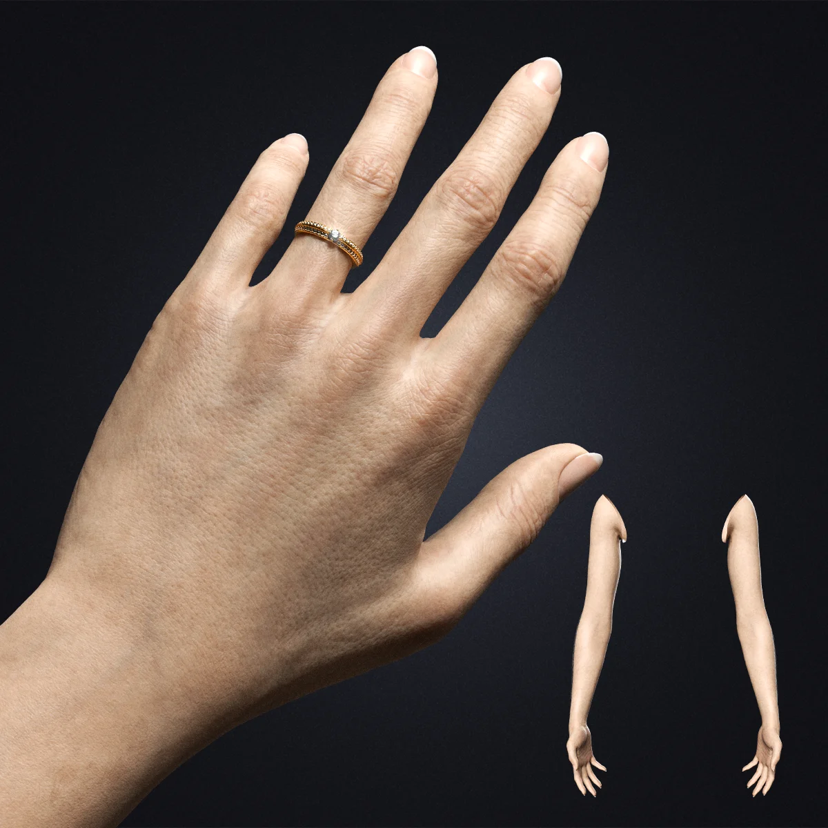 V-ARM 02 Realistic Female Hands Blender Rig