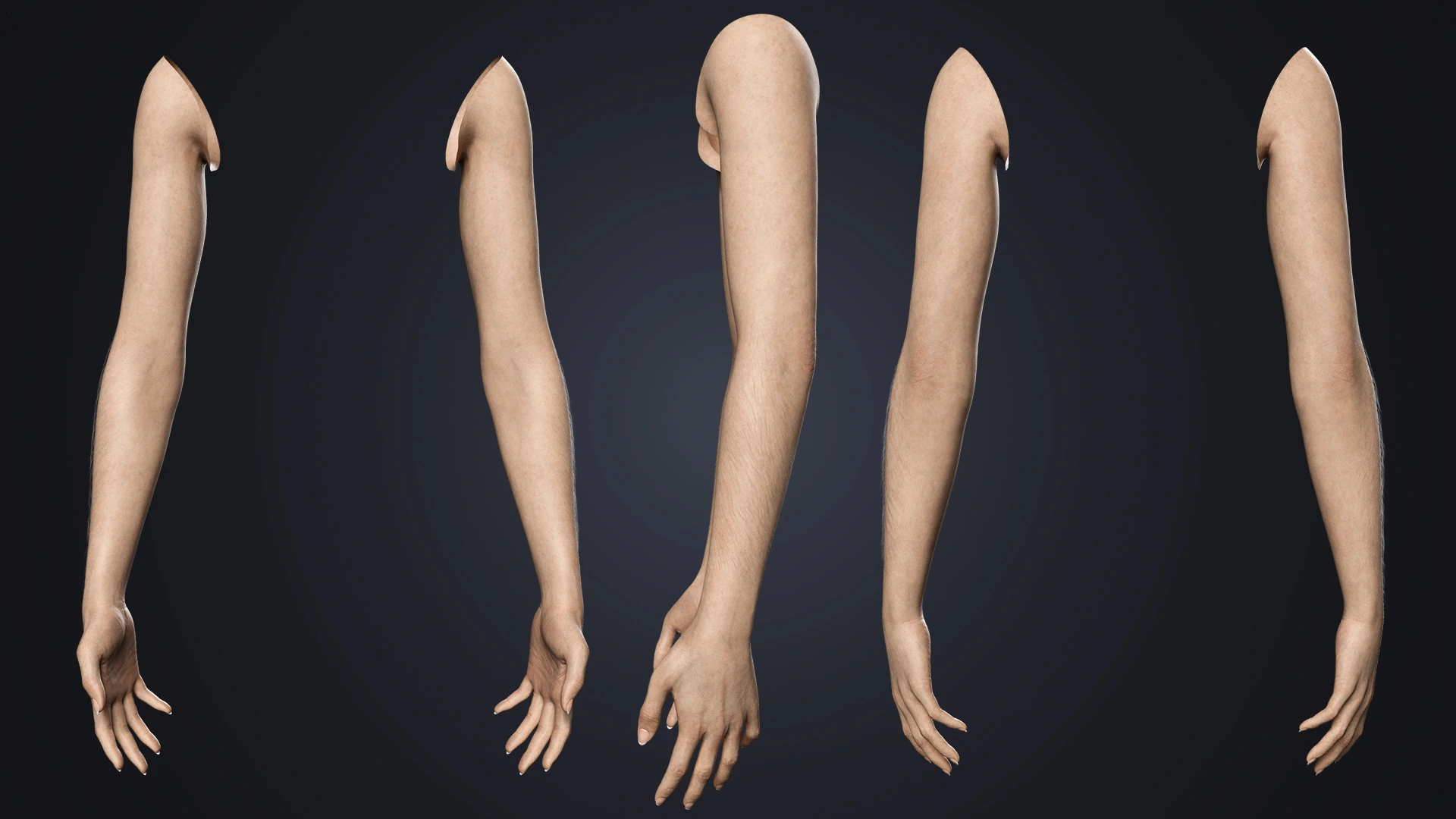 V-ARM 02 full arm 360-degree view – realistic female hand rig for Blender