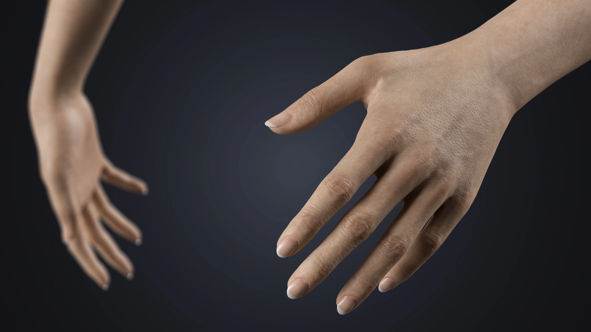 V-ARM 02 depth of field cinematic render – female hand rig Blender Cycles