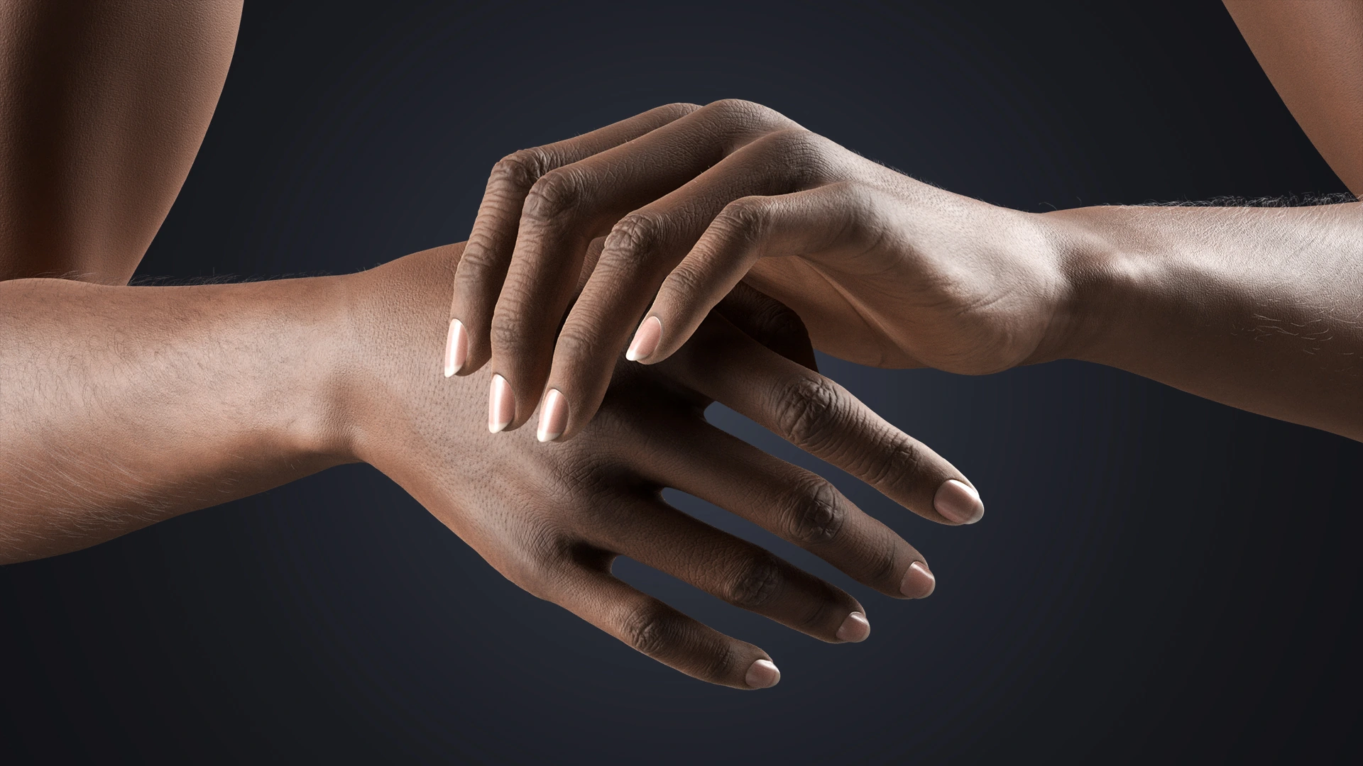 V-ARM 03 female hand pose – hyper-realistic dark skin arm model for Blender