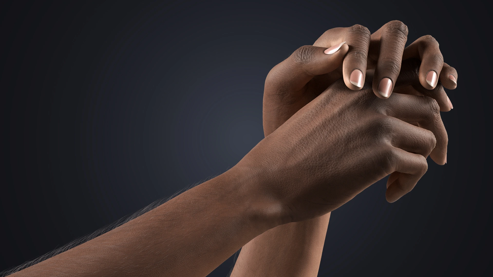 V-ARM 03 hand skin detail – dark skin female arm rig with 8K PBR textures