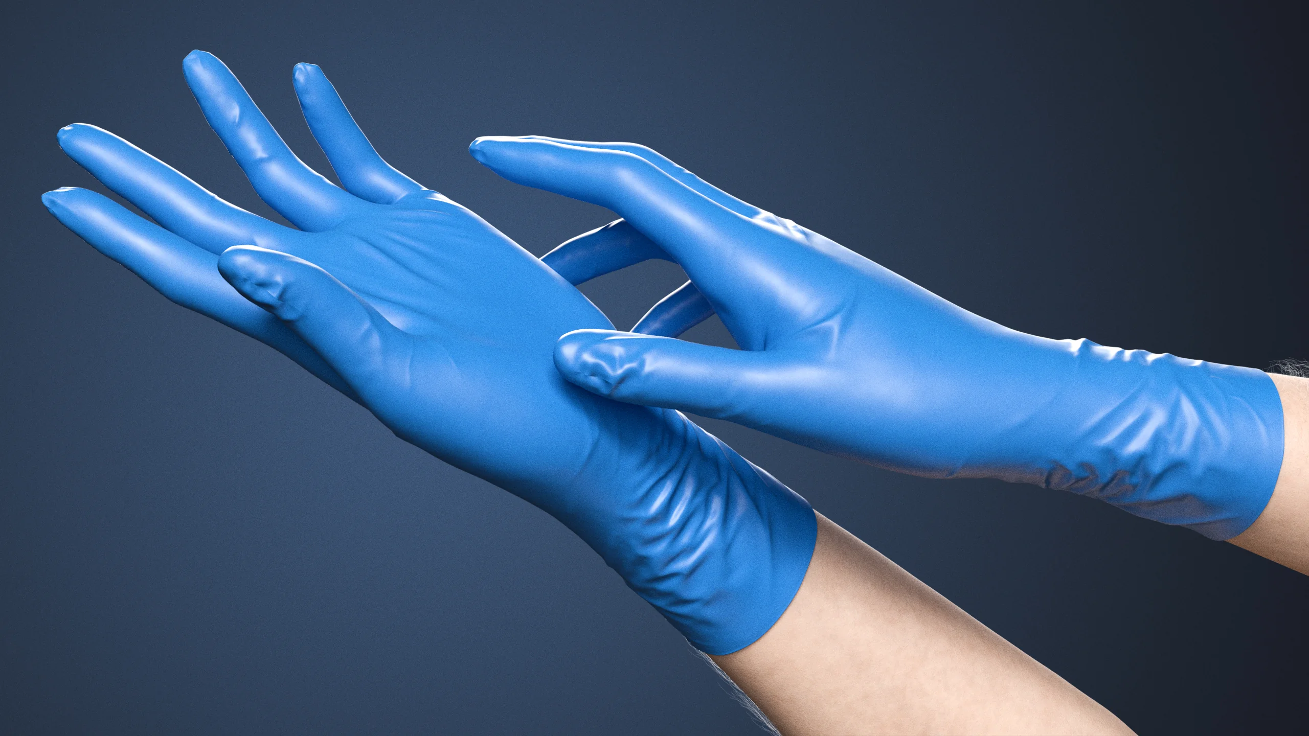 V-ARM 04 realistic female hands in nitrile gloves 3D model – VERSA series Blender rig