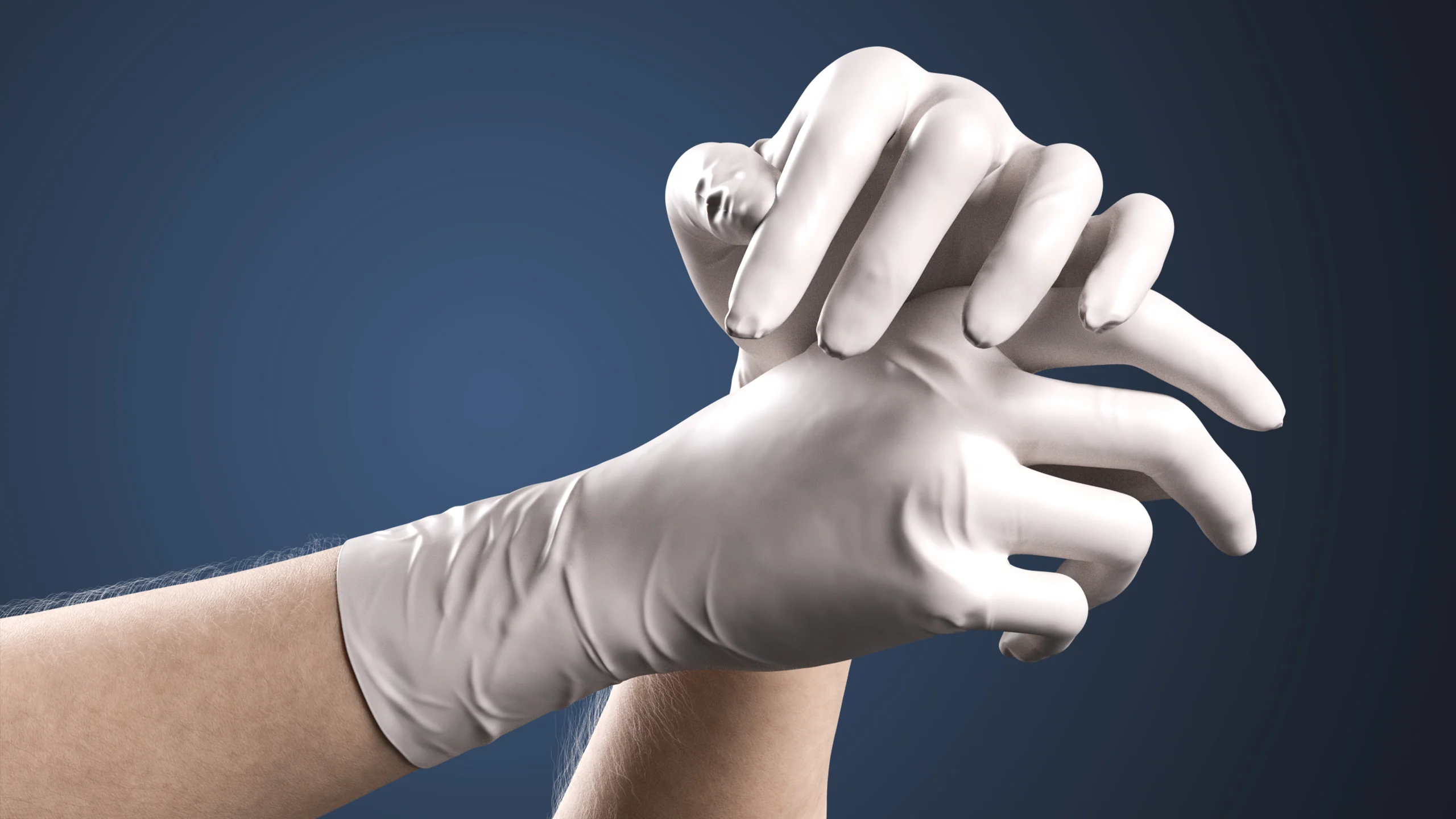 V-ARM 04 nitrile glove hand pose – realistic medical female arm model for Blender
