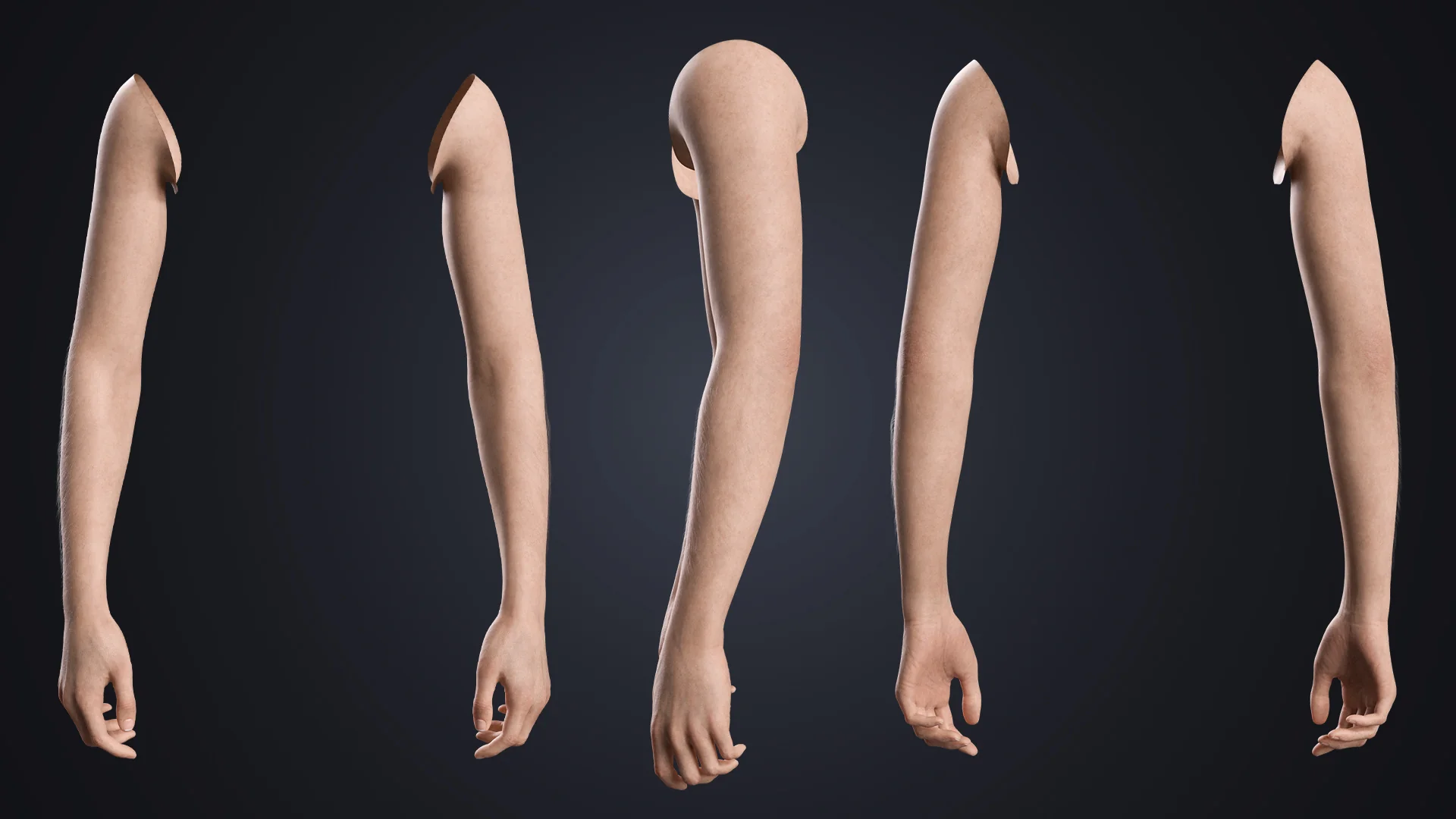 V-ARM 05 full arm 360-degree view – realistic neutral arm rig for Blender